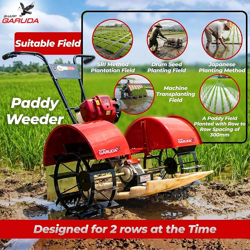 sharp-garuda-rice-paddy-weeder-36cc-4-stroke-petrol-engine-two-row-weeding-machine