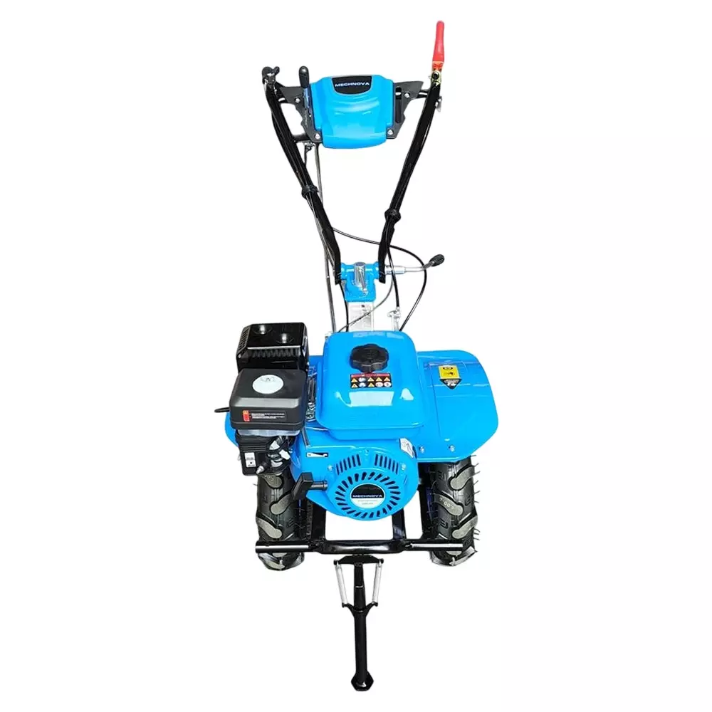 MECHNOVA 7 HP Power Weeder with 4 Stroke 208 CC Petrol Engine and 4.00-8 Tube Tyre with Tiles & Side Disc