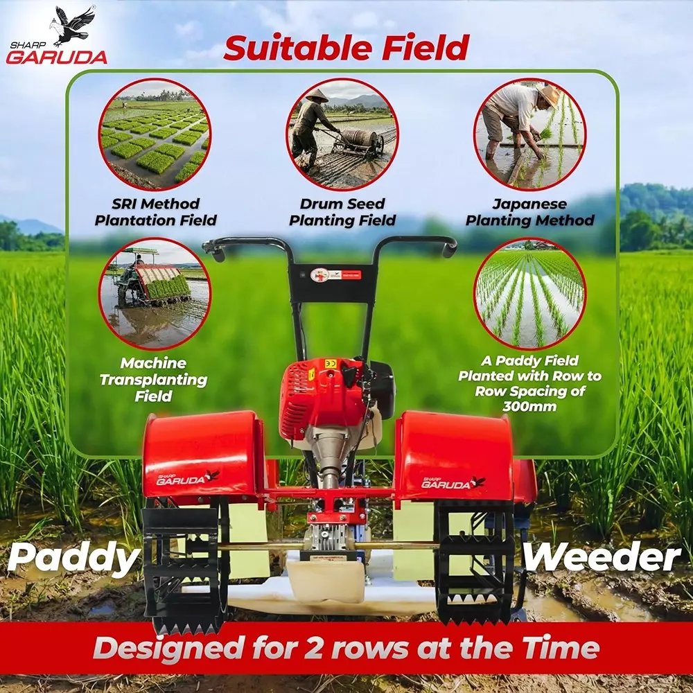 sharp-garuda-rice-paddy-weeder-52cc-2-stroke-petrol-engine-two-row-weeding-machine