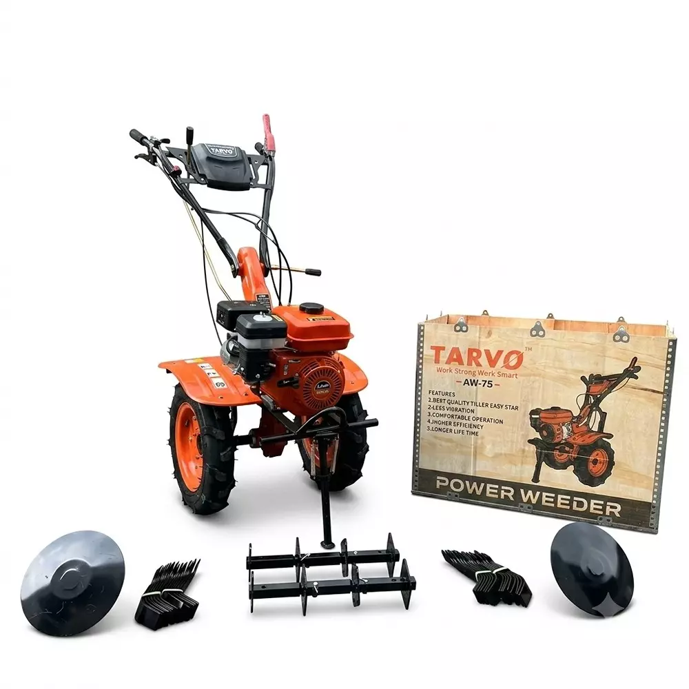 tarvo-75-hp-power-weeder-with-170f-petrol-engine-212-cc-displacement-and-400--8-air-type-tyre-size-aw-75