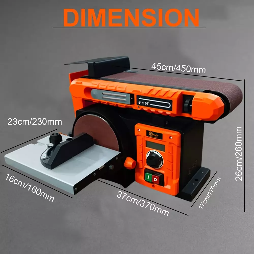 Voltz Electric Belt Grinder and Disc Sander with Belt Size 100x915 mm, 6 inch (150 mm) Disc Size and 310–450 RPM (Adjustable) Belt Speed, VZ-BSH1510 (With Grinding Belt)