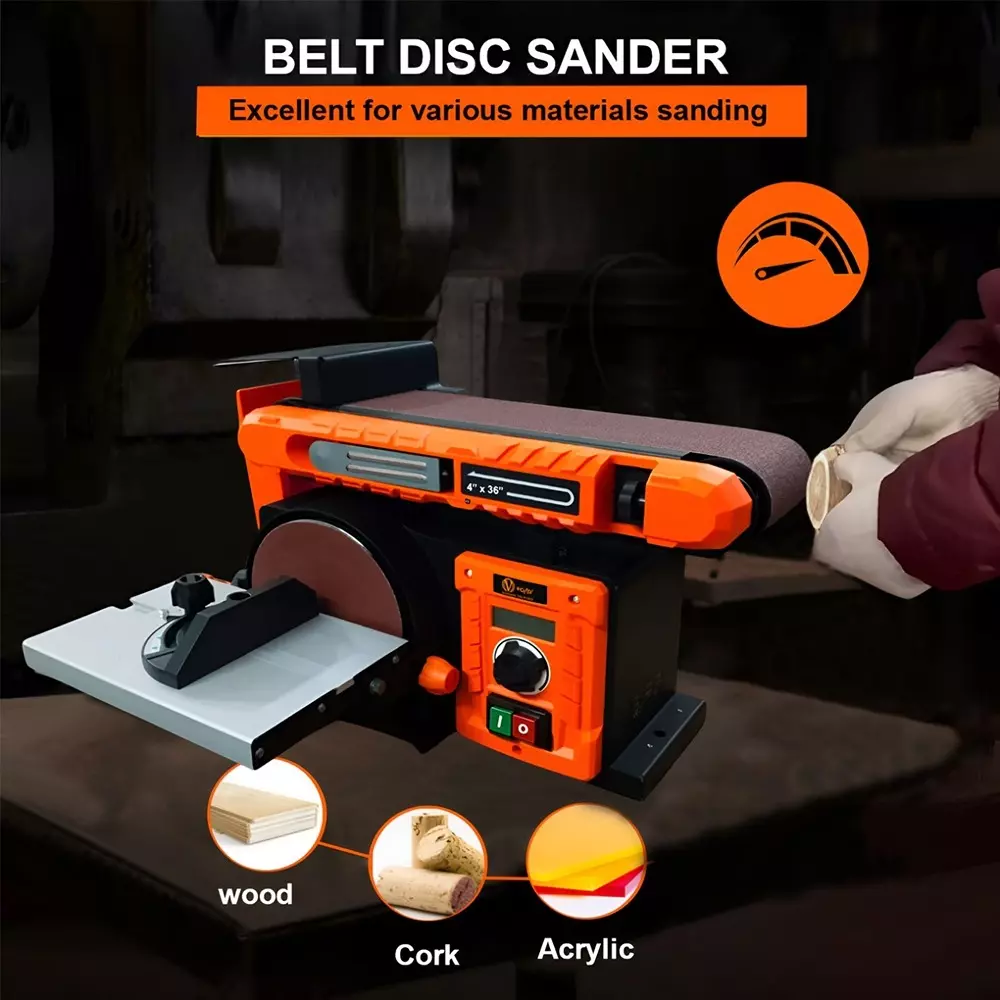 Voltz Electric Belt Grinder and Disc Sander with Belt Size 100x915 mm, 6 inch (150 mm) Disc Size and 310–450 RPM (Adjustable) Belt Speed, VZ-BSH1510 (With Grinding Belt)