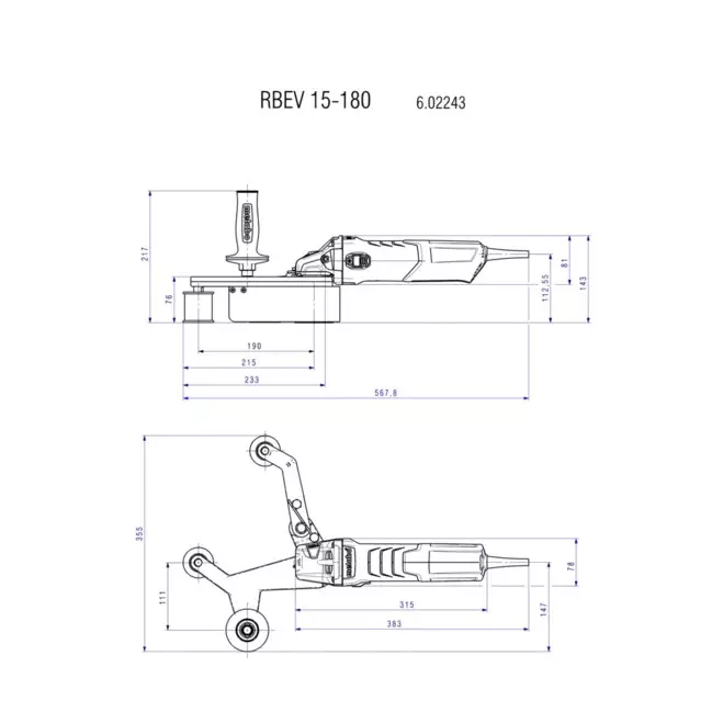 Metabo Tube Belt Sander Kit 1550 W Rated Power 180 mm Pipe Diameter 4 m Cable Length, RBE 15-18