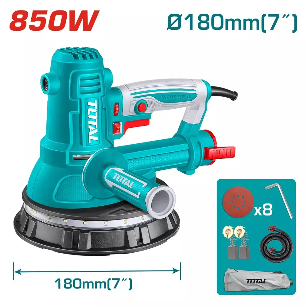 total-drywall-sander-850-w-180-mm-variable-speed-1000-2900-rpm-with-work-light-tdws10508-with-sandpapers