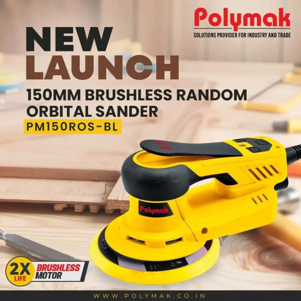 polymak-350-w-orbital-sander-with-4000-10000-rpm-no-load-speed-and-150-mm-disc-size-pm150rosbl-with-sanding-paper
