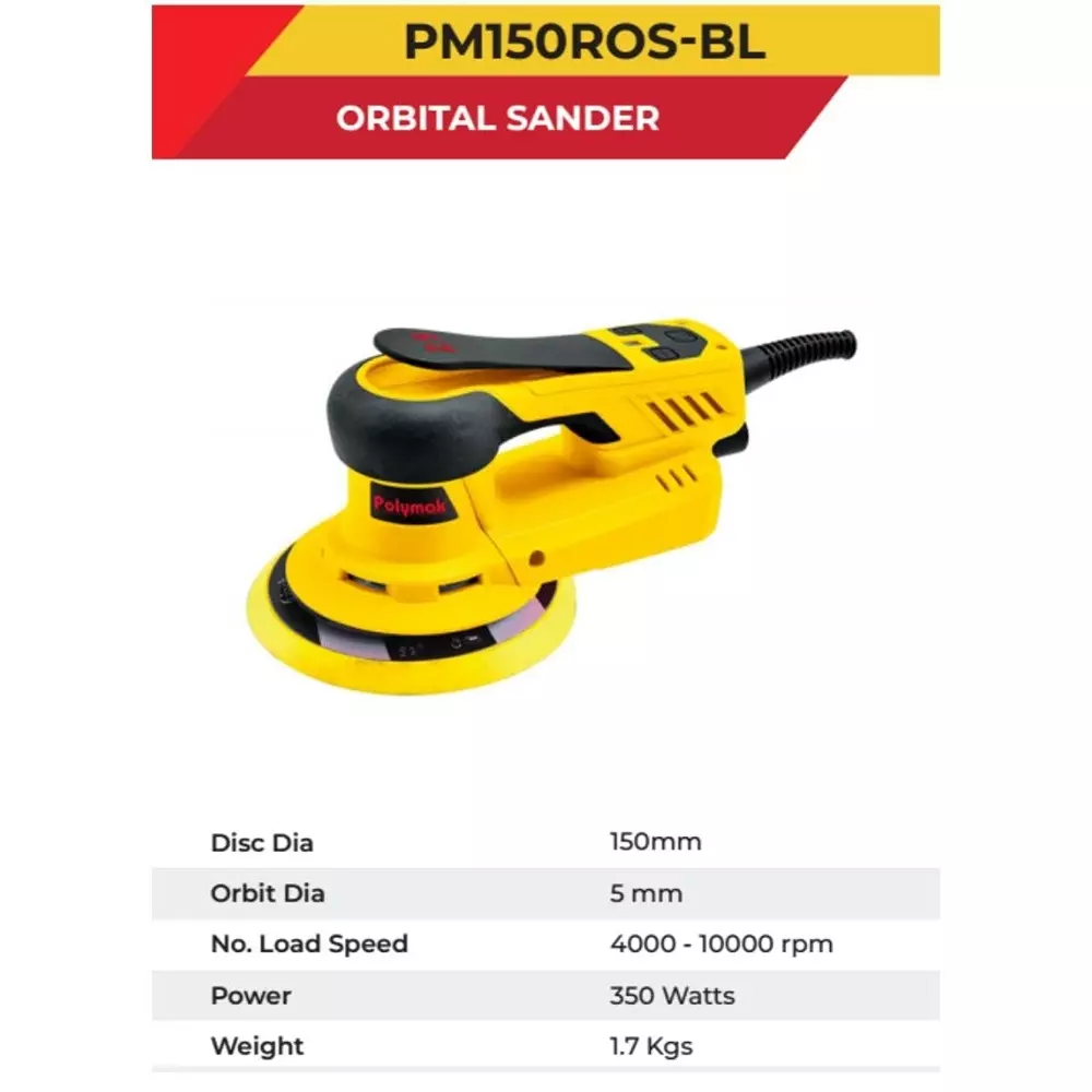 polymak-350-w-orbital-sander-with-4000-10000-rpm-no-load-speed-and-150-mm-disc-size-pm150rosbl-with-sanding-paper