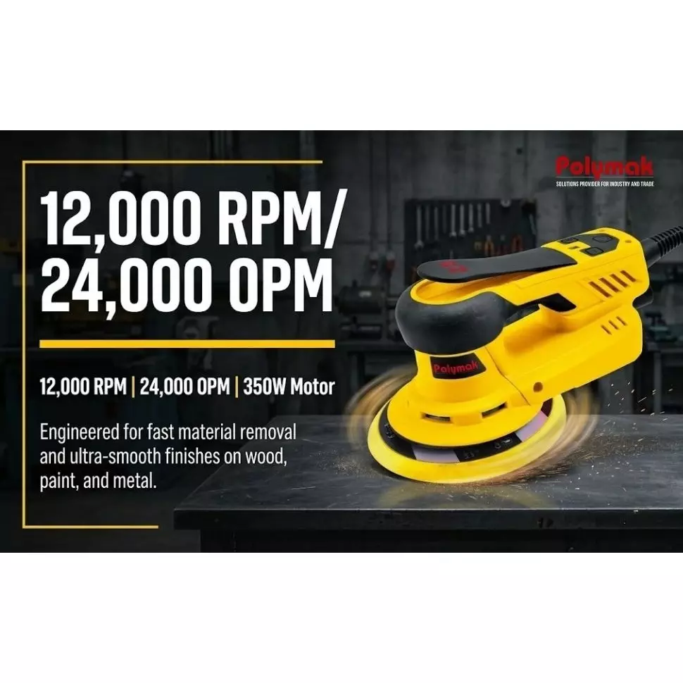 polymak-350-w-orbital-sander-with-4000-10000-rpm-no-load-speed-and-150-mm-disc-size-pm150rosbl-with-sanding-paper