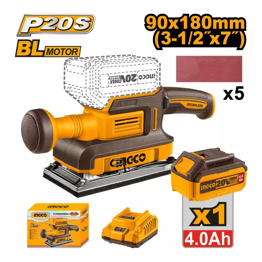 ingco-20-v-cordless-finishing-sander-13000-rpm-no-load-speed-brushless-motor-and-180-mm-size-cfsli20311-with-battery-charger