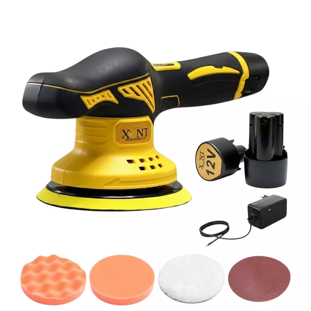 XLNT 12 V Cordless Polisher 2500 - 5000 RPM No Load Speed and 5.7 inch (145 mm) Pad Size, XTCP185 (With Battery & Charger)
