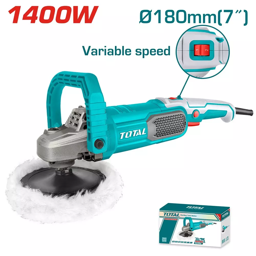 total-polisher-1400-w-180-mm-variable-speed-1500-3600-rpm-with-d-handle-tp11418018-with-polishing-pad