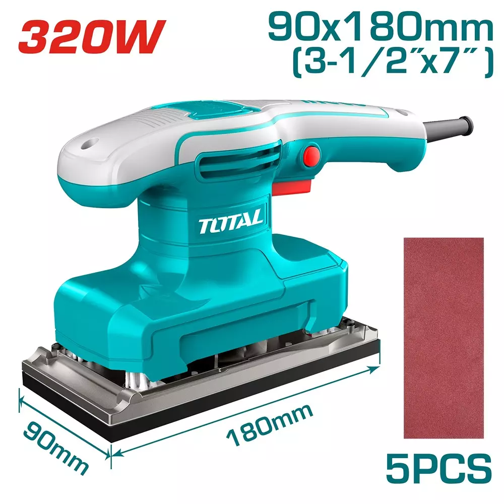total-finishing-sander-320-w-14000-rpm-90x180-mm-base-aluminum-body-tf1301836-with-sandpapers