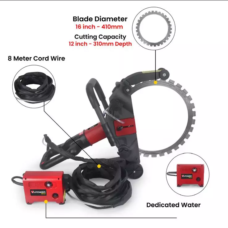 VI-POWER Gold Brushless Ring Saw 7200 W 400 mm Blade Diameter, VPG CRS 410