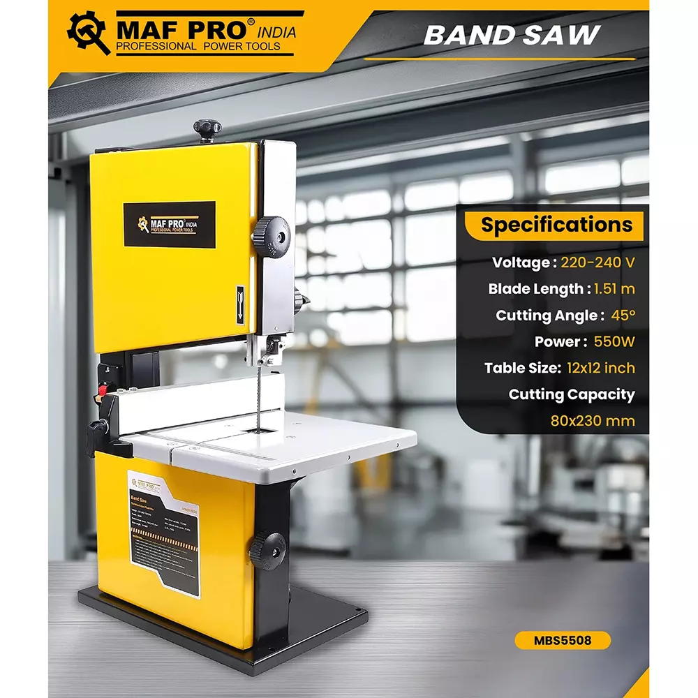 MAF PRO Band Saw 550 W 80×230 mm Cutting Capacity 1.51 m Blade Length, MBS5508