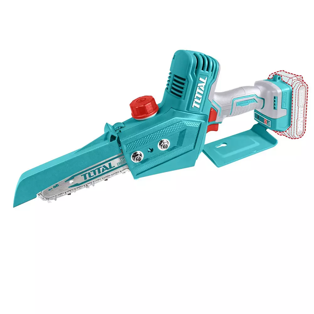 Total 20 V Lithium- Ion Mini Chain Saw without Battery & Charger Brushless 15 cm (6 inch) Bar Length, TGSLI2068