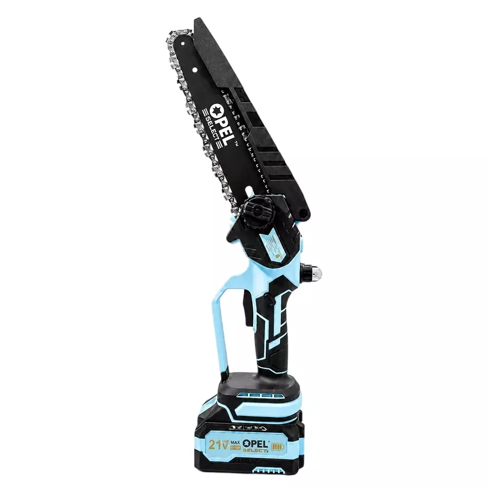 Opel Select Cordless Chainsaw with Battery 21 V 500 W 8 Inch 20.32 cm 4 Ah Battery Capacity for Industrial Use, MZ34885