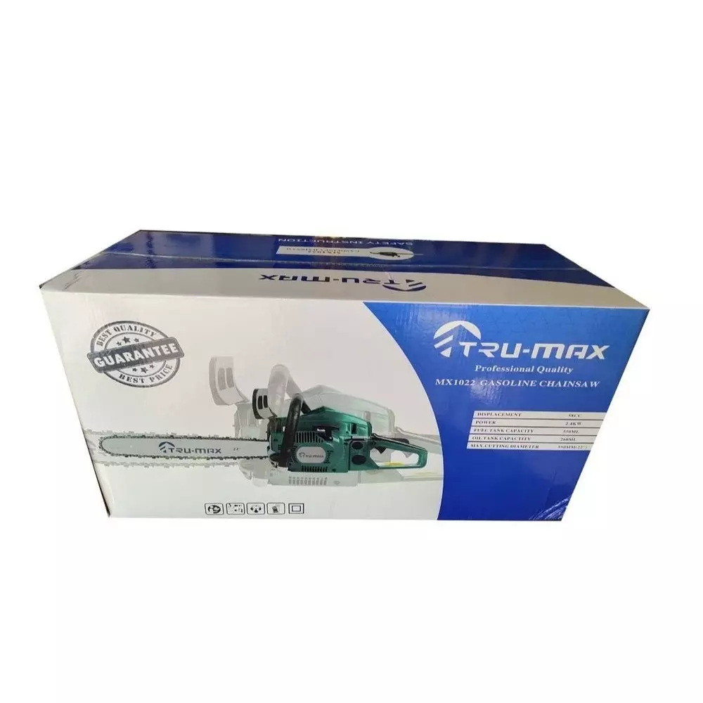 trumax-24-kw-petrol-chain-saw-58-cc-engine-displacement-and-22-inch-5588-mm-bar-length-mx-1022-with-guide-bar-and-chain
