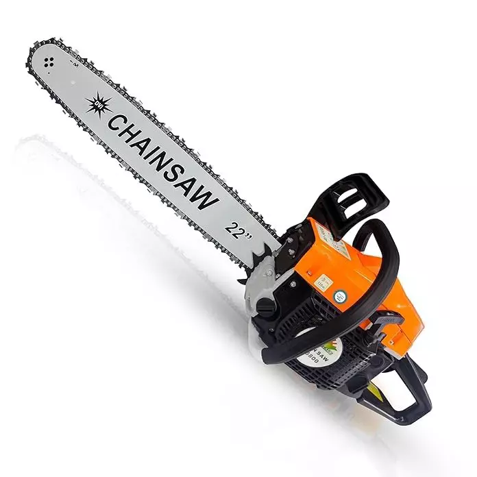 Jawsons Gasoline Chainsaw 58CC Displacement 2-Stroke Engine 2.4 kW Rated Power with 55.88 cm (22 inch) Guide Bar