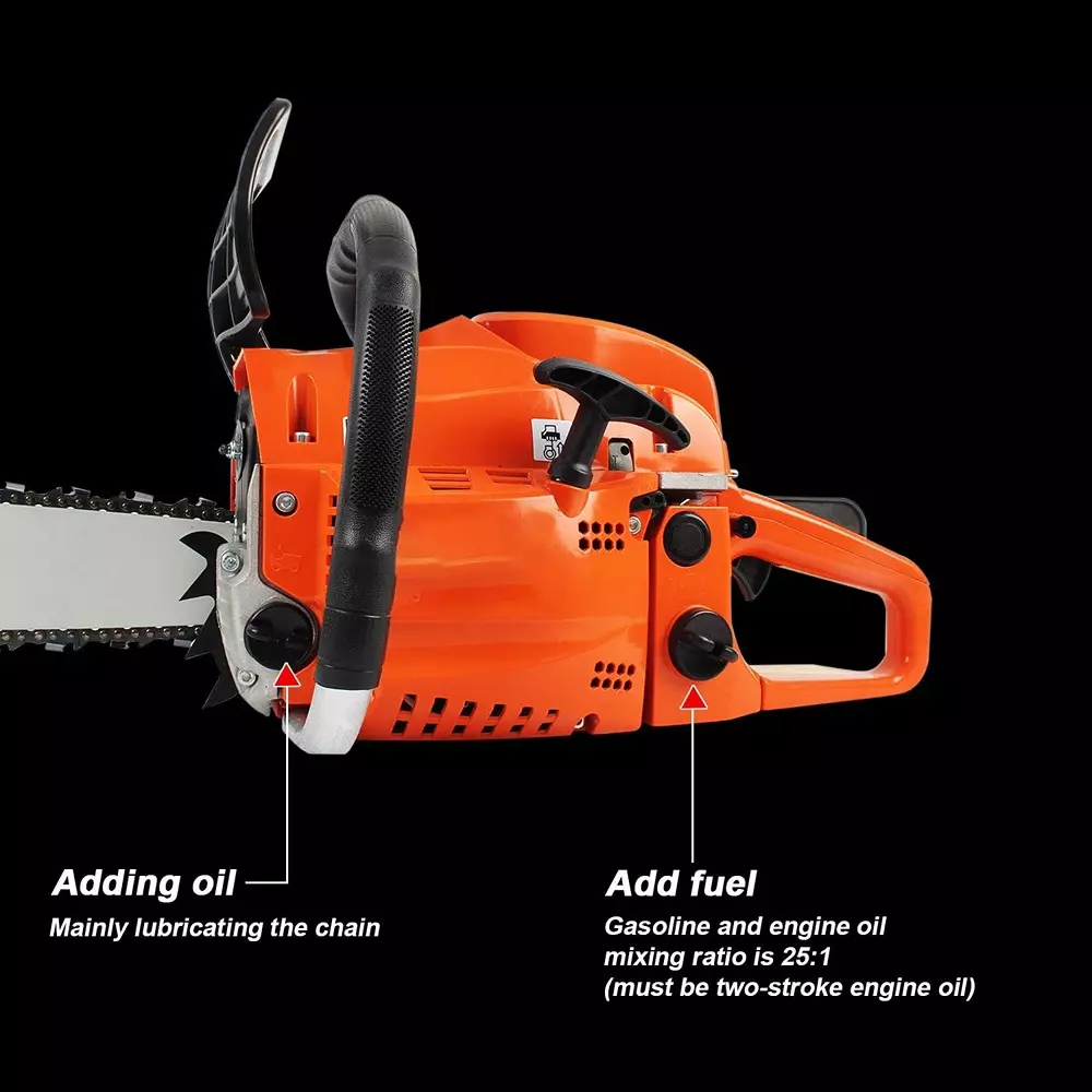 Jawsons Gasoline Chainsaw 58CC Displacement 2-Stroke Engine 2.4 kW Rated Power with 55.88 cm (22 inch) Guide Bar