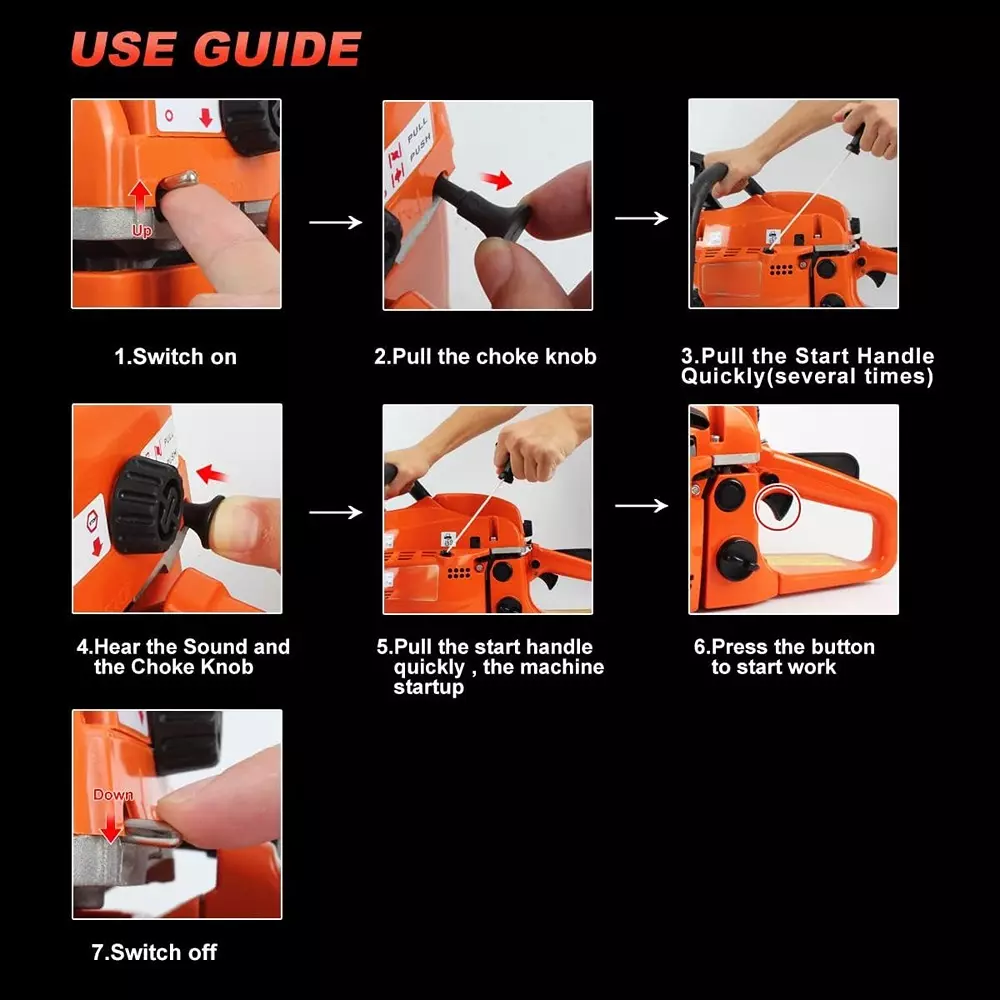 Jawsons Gasoline Chainsaw 58CC Displacement 2-Stroke Engine 2.4 kW Rated Power with 55.88 cm (22 inch) Guide Bar