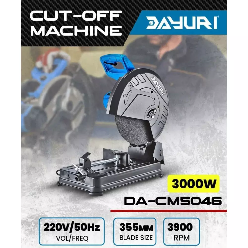 Dayuri Electric Cut Off Machine 355 mm Wheel Diameter 3000 W Rated Power 3900 RPM Speed, DA-CM5046 (Without Cutting Blade)