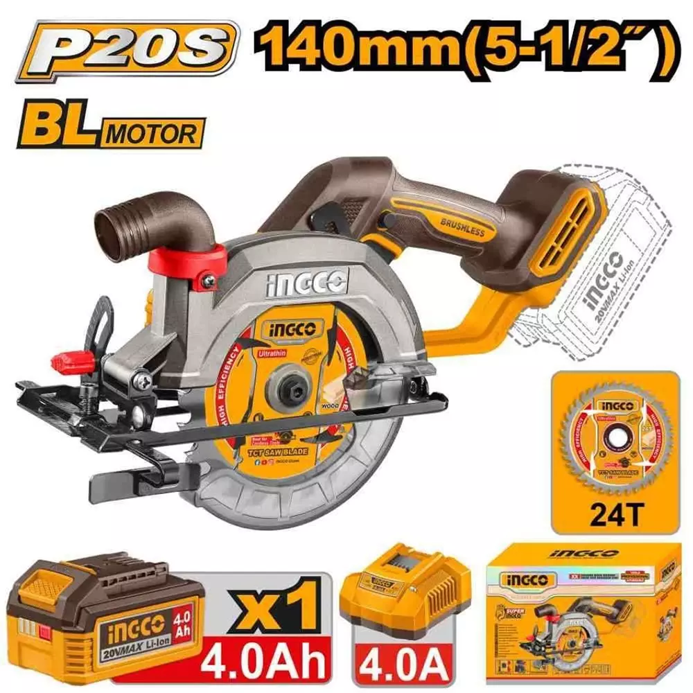 ingco-cordless-circular-saw-6300-rpm-speed-140mm-5-12-inch-blade-diameter-brushless-motor-csli14023