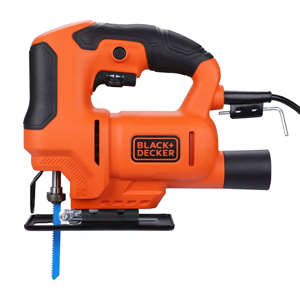 Black+Decker 400 W Jigsaw, 240 V, 3000 RPM Variable Speed and 15 cm Blade Length, BES603-IN (With Cutting Blade)