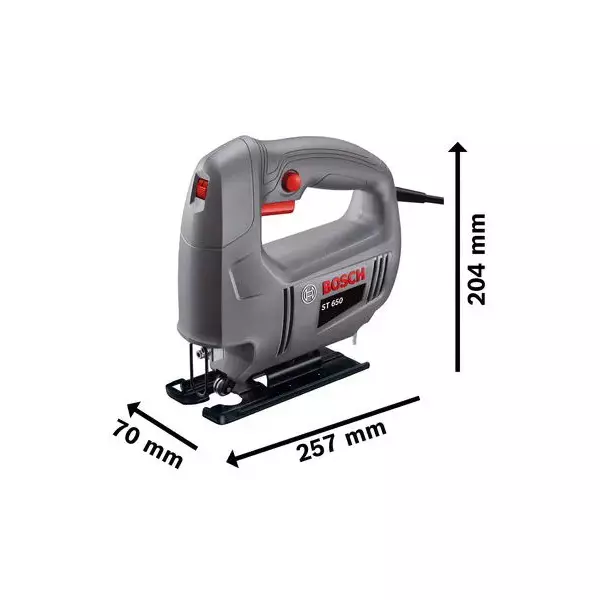 Bosch Jig Saw 450 W, 3100 RPM No Load Speed and 0-45° Bevel Angle, ST 650 (With Blade)