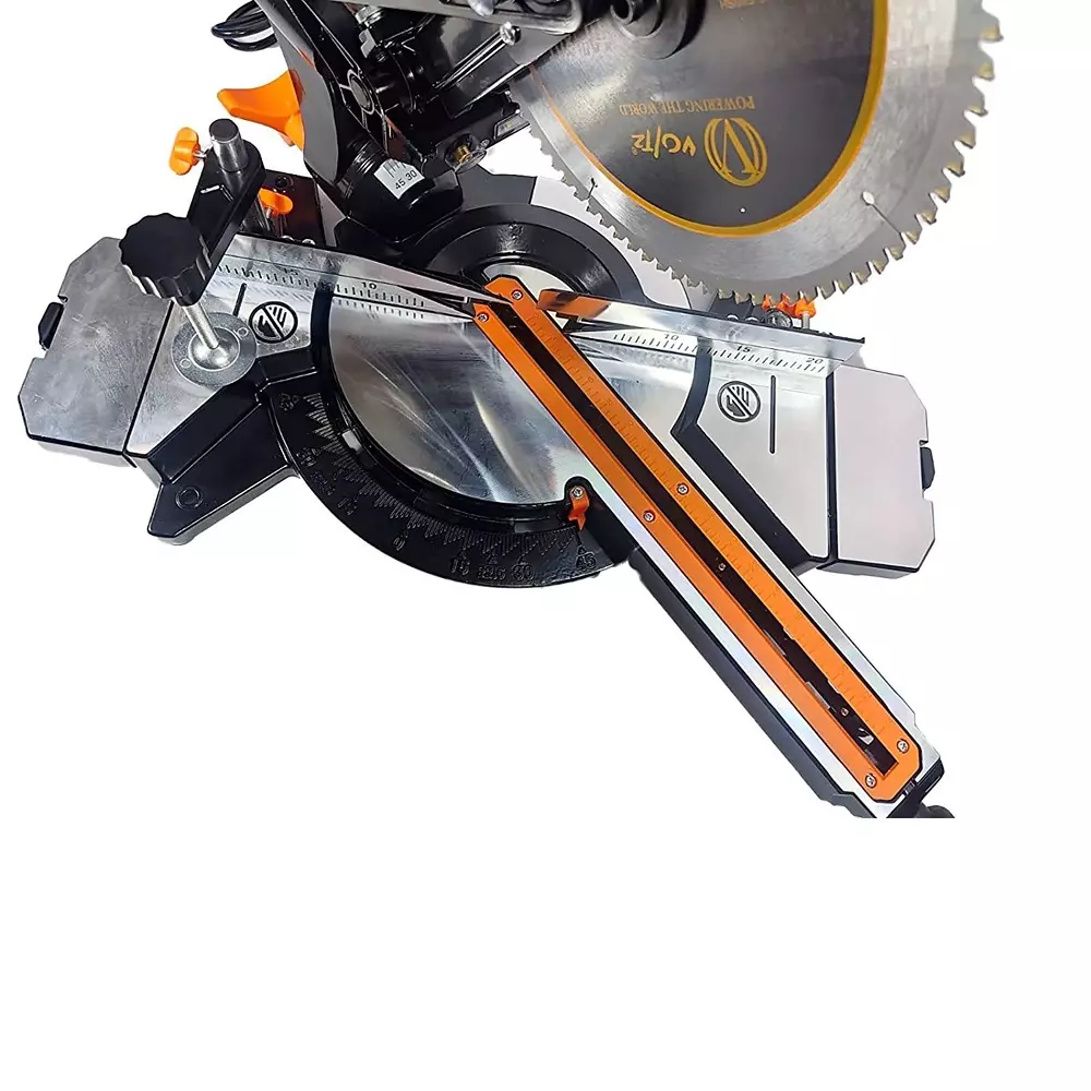 Voltz Miter Saw with Dual Bevel Sliding, 255 mm 80T TCT Blade, 4500 RPM and 2400 W, VZ-MS255 (With Cutting Blade)