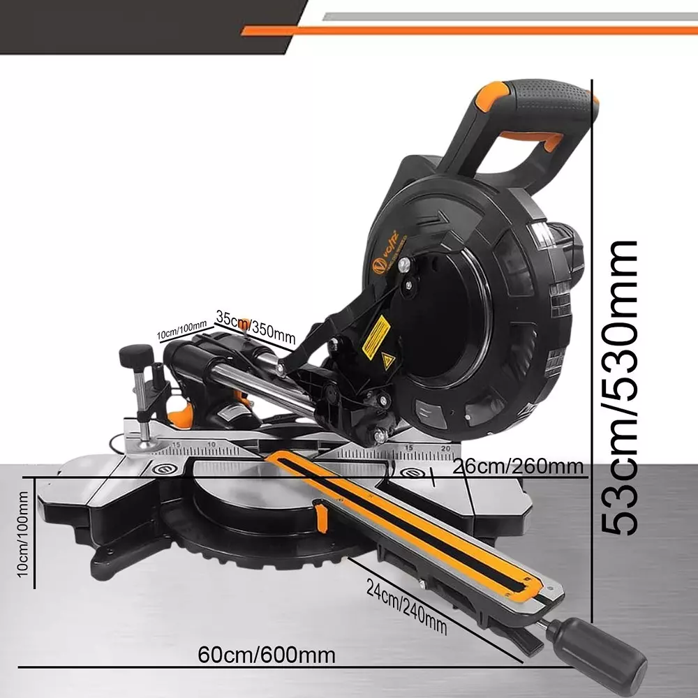 Voltz Miter Saw with Dual Bevel Sliding, 210 mm 80T TCT Blade, 4700 RPM and 2200 W, VZ-MS210 (With Cutting Blade)