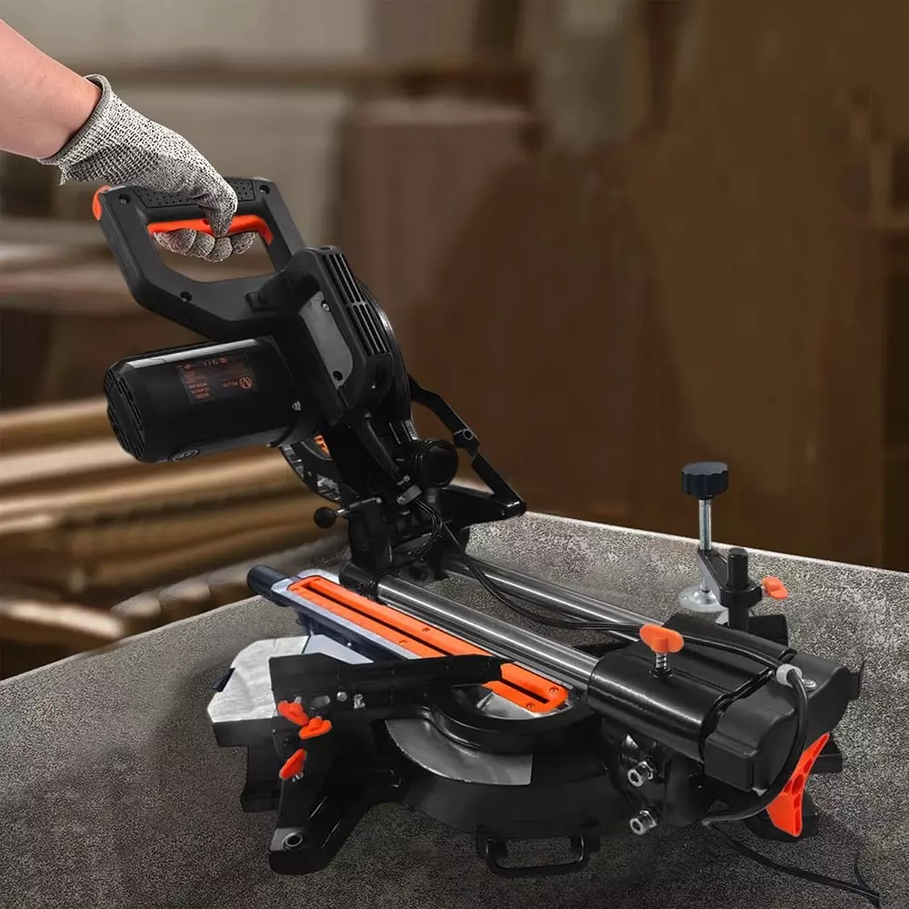 Voltz Miter Saw with Dual Bevel Sliding, 210 mm 80T TCT Blade, 4700 RPM and 2200 W, VZ-MS210 (With Cutting Blade)