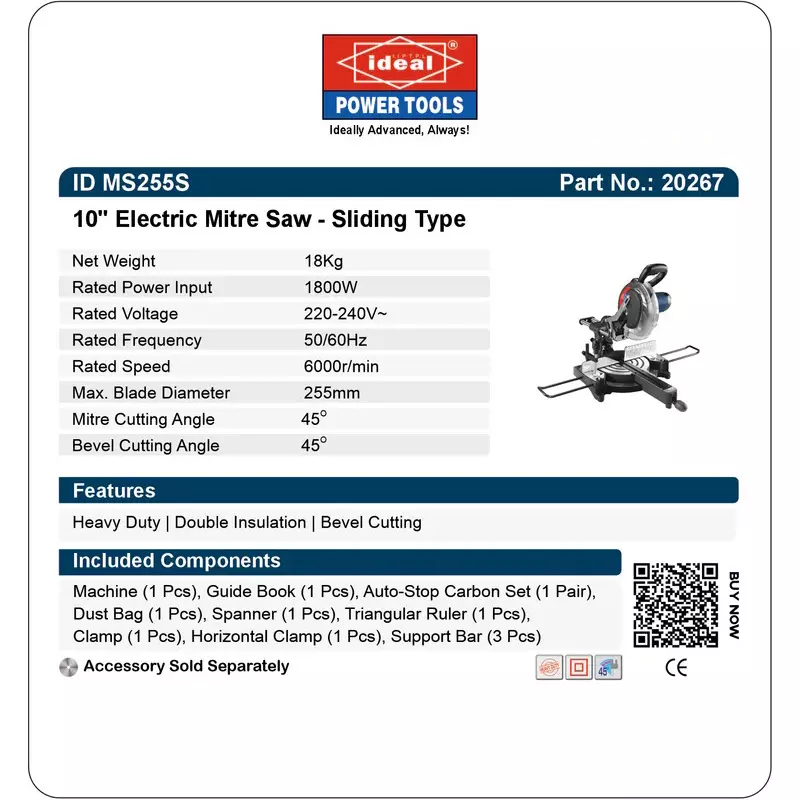 ideal-electric-mitre-saw-sliding-type-1800-w-power-6000-rpm-no-load-speed-255-mm-max-blade-diameter-id-ms255s-disc-not-included