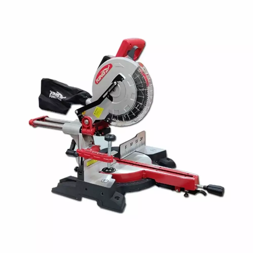 King 2200 W Sliding Miter Saw with Laser Guide 10 inch (255 mm) Blade Diameter and 5000 RPM No Load Speed, KP-385 (With Cutting Blade)