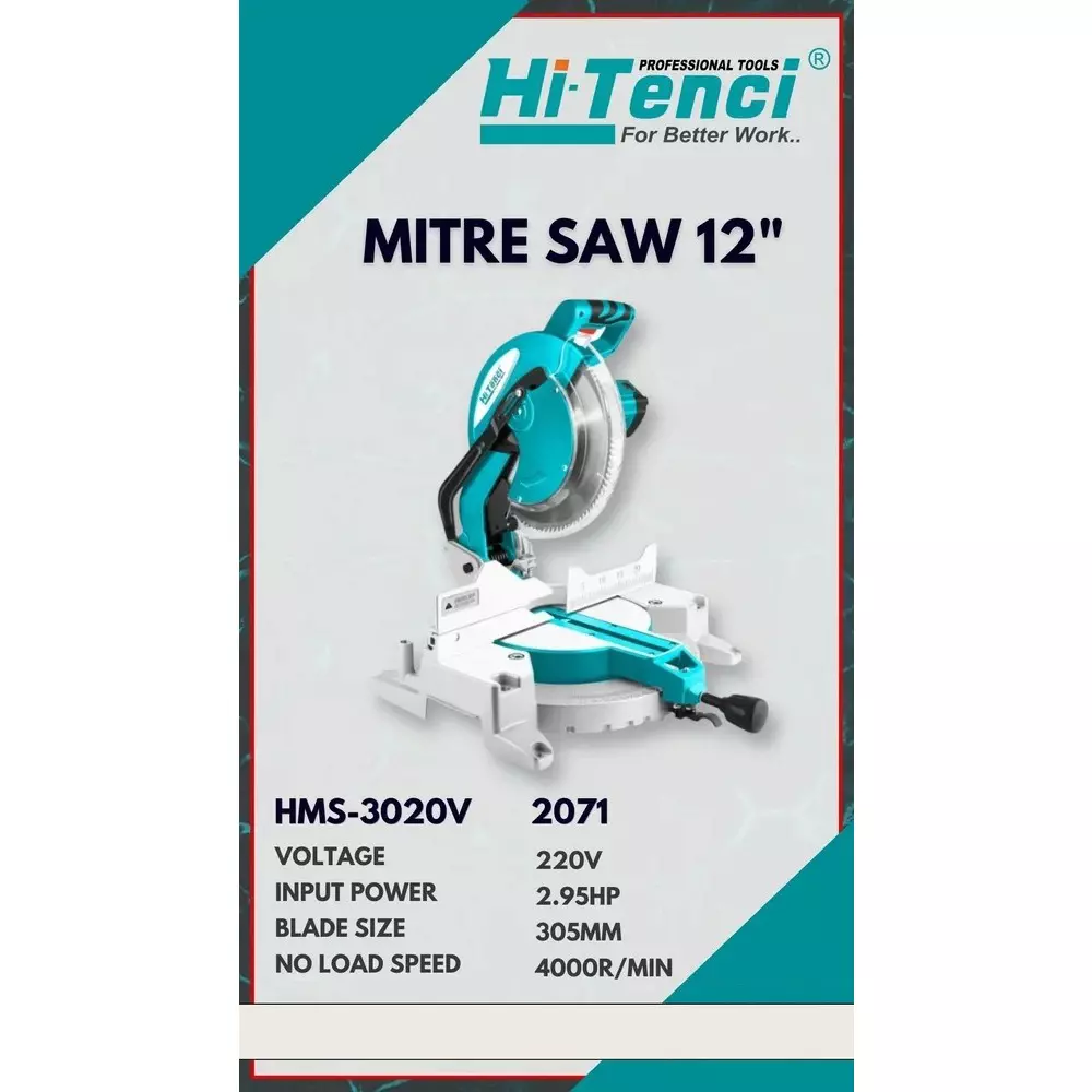 hi-tenci-295-hp-mitre-saw-with-4000-rpm-no-load-speed-and-305-mm-blade-diameter-hms--3020v-without-saw-blade