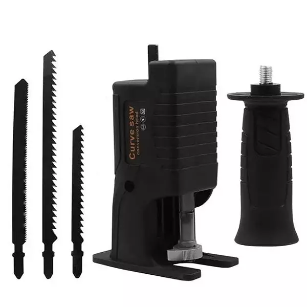 DY TOOLS Electric Reciprocating Curve Saw Attachment 4500 RPM Speed with 2 Wood Saw Blade & 1 Metal Saw Blade, Black