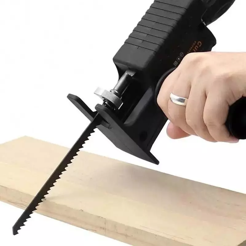 DY TOOLS Electric Reciprocating Curve Saw Attachment 4500 RPM Speed with 2 Wood Saw Blade & 1 Metal Saw Blade, Black