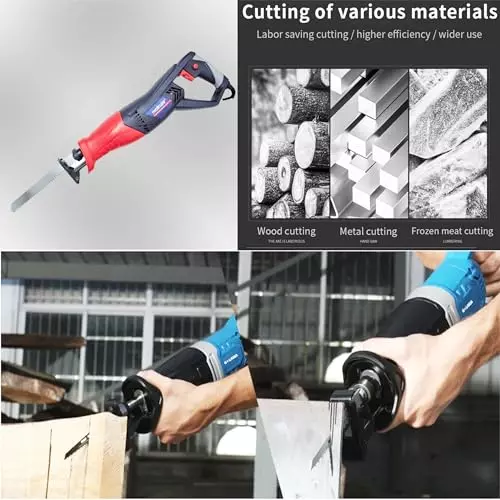 Malfah Enterprises Reciprocating Corded Electric Saber Saw Red & Black 2600 RPM 240 V 24.38 cm ABS for Woodworking Cutting, RS122 MFN