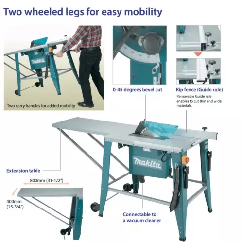 Makita Table Saw 315 mm Blade Diameter and 3400 RPM No Load Speed with Accessories, 2712