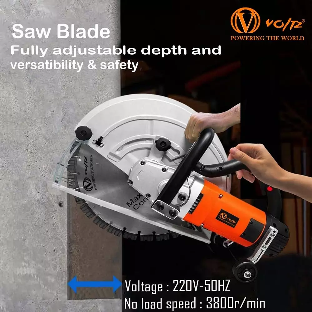 Voltz Electric Wall Chaser with Guide Roller, Water Line, 7200 W Power Rating and 15.7 inch (400 mm) Blade Diameter, VZ-WC-400X (With Blade & Other Accessories)