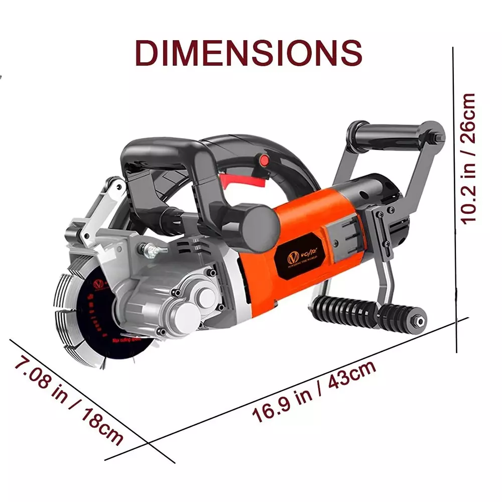 Voltz Electric Wall Chaser Machine 133 mm Blade Diameter and 6000 W Motor Power, WC-133X (With Cutting Blade & Other Accessories)