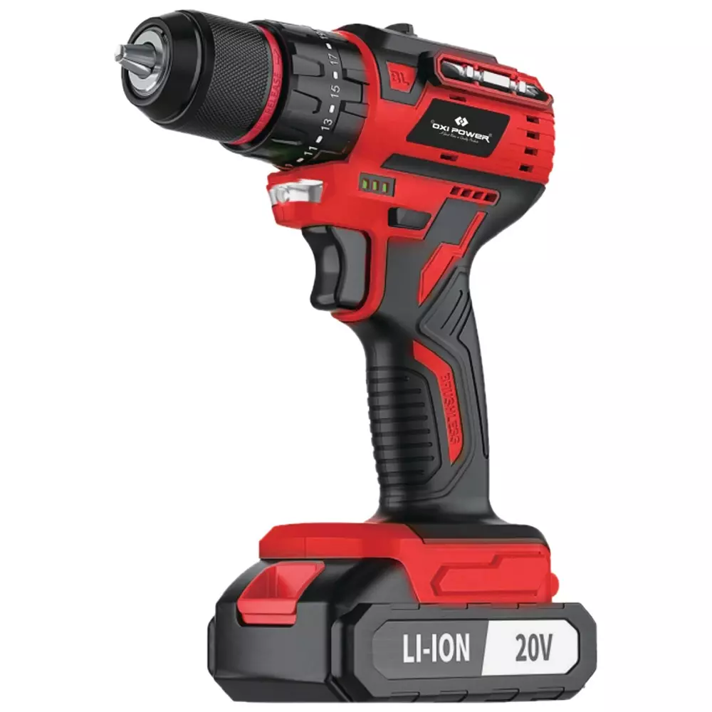 Oxi Power Cordless Impact Drill with Battery 13 mm Chuck Size 45 nm Torque 20 V Battery Capacity for Industrial Use, OXID - 13