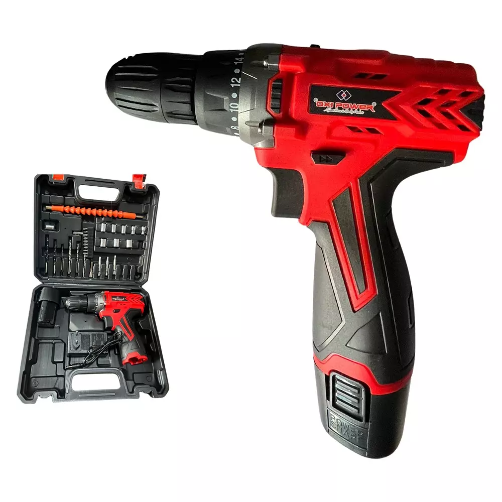 Oxi Power Screw Driver with Battery & Accessories 280 W Power 10 mm Chuck Size 12 V Battery Capacity for Industrial Use, OXI - 12V