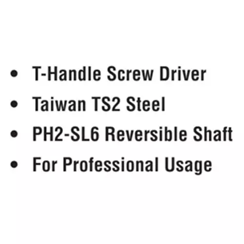 ADRAL 2 IN 1 Screw Driver HD T- Type Handle 250 mm Steel & Plastic Red & Silver for Industrial Use, SD T6250