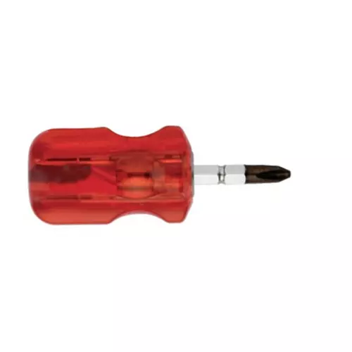 ADRAL 2 IN 1 Stubby Screw Driver HD Short Screw Driver 35 mm Steel & Plastic Red & Silver for Industrial Use, STB 35