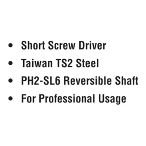 ADRAL 2 IN 1 Stubby Screw Driver HD Short Screw Driver 35 mm Steel & Plastic Red & Silver for Industrial Use, STB 35