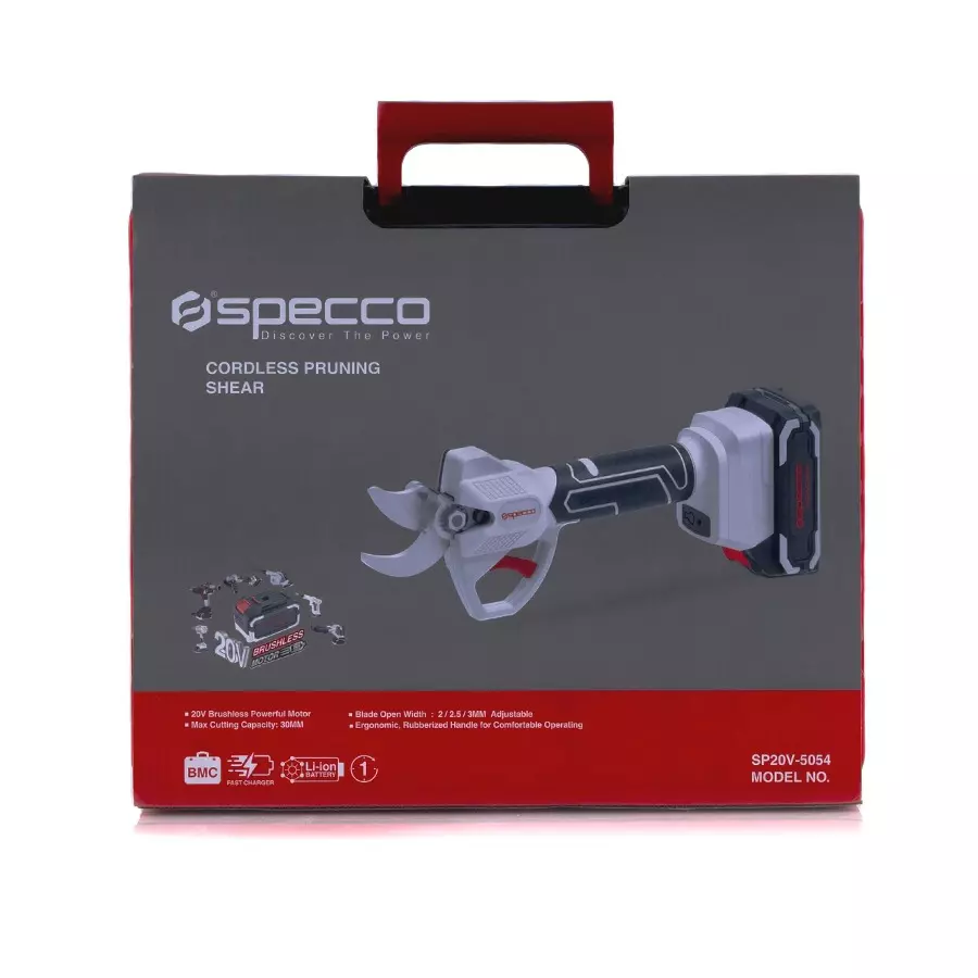 specco-cordless-pruning-shear-31x63-mm-motor-size-30-mm-maximum-cutting-capacity-sp20v-5054-battery-not-included