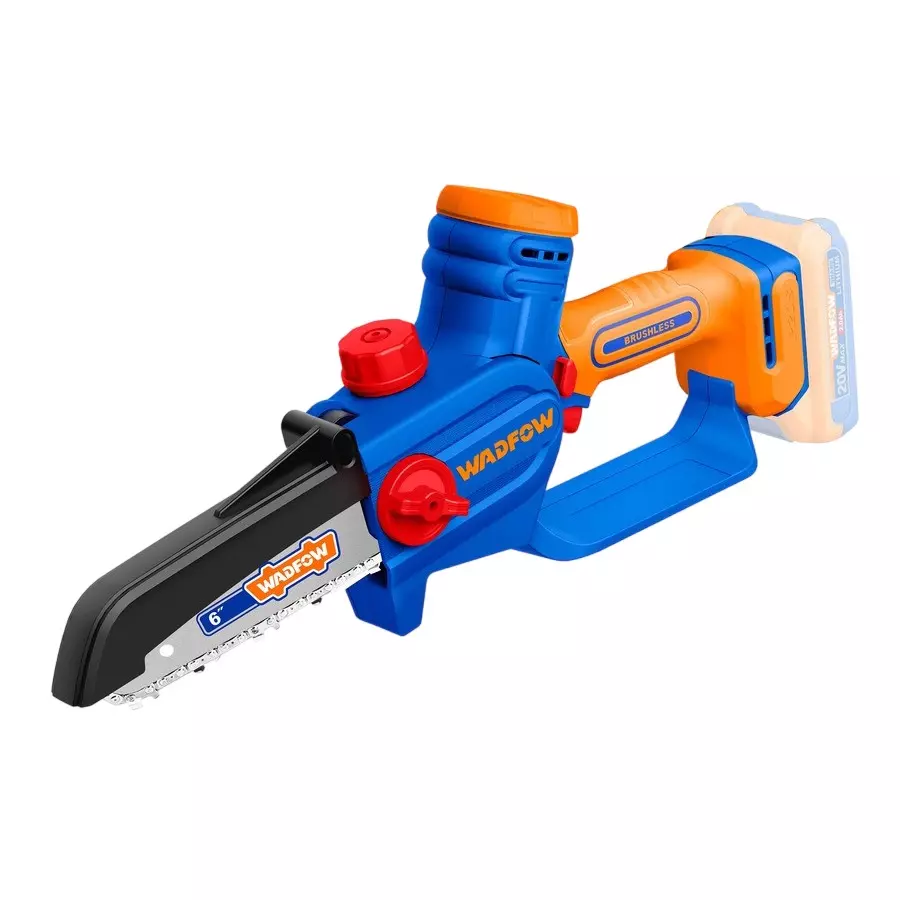 WADFOW Cordless Pruner Saw 6 Inch (15 cm) Bar Length 11 m/s Chain Speed 220-240 V Charging Voltage Brushless Motor (With Saw Chain, Battery & Charger), WCLP562