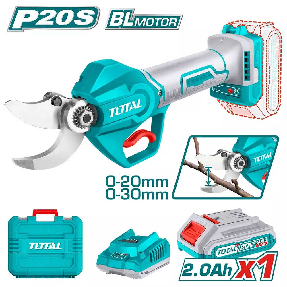 Total 20 V Brushless Cordless Gauge Straight Shear 20/30 mm Cutting diameter, TSSLI203083 (1 Kit)