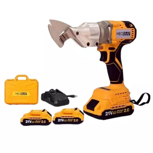 MECRAAF Cordless Brushless Metal Shear with Battery & Charger Kit Brushless Motor 21 V 2200 RPM Speed Yellow & Black, MC-TC