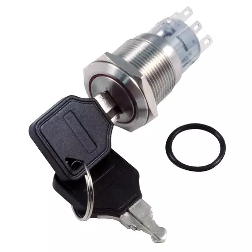 RS PRO Key Switch DPDT 5 Amp Solder IP40 Silver Plated 36.5 mm, 2821234