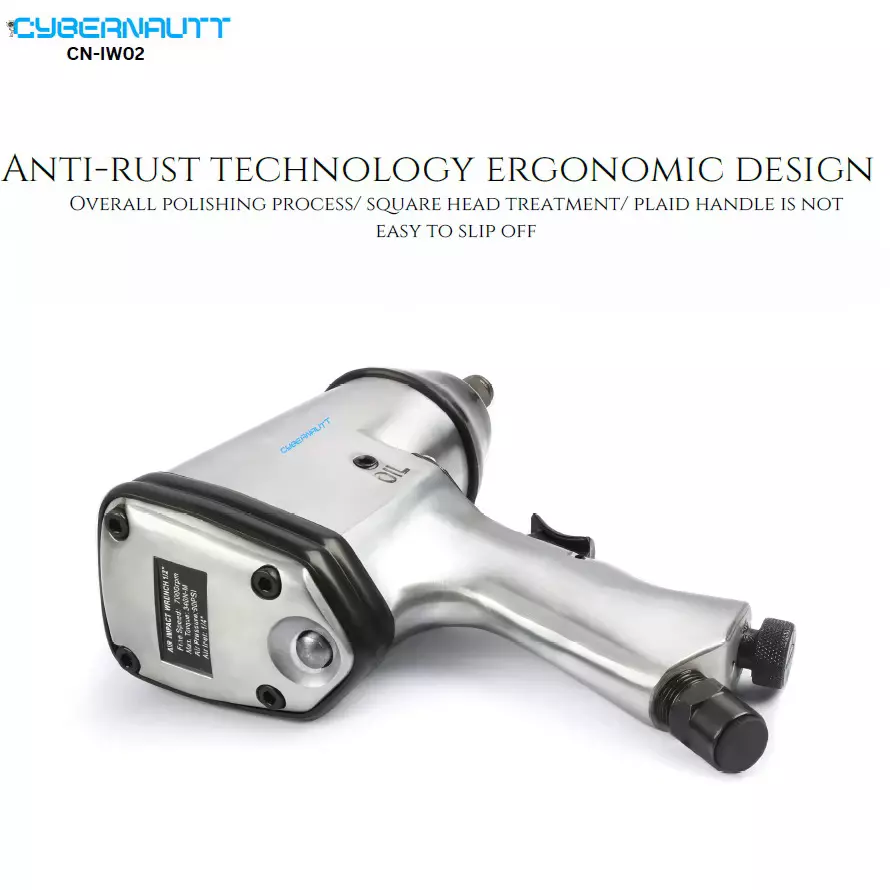 Cybernautt Corded Impact Wrench 0-7000 r/min Speed 12.7 mm (1/2 inch) Air Inlet 330 Nm Maximum Torque, CN-IW02